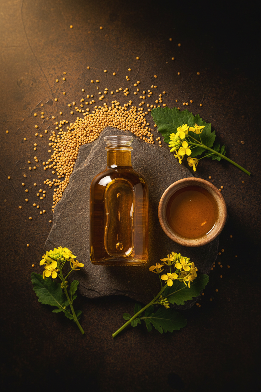 Roots Sarson Oil Flat Lay